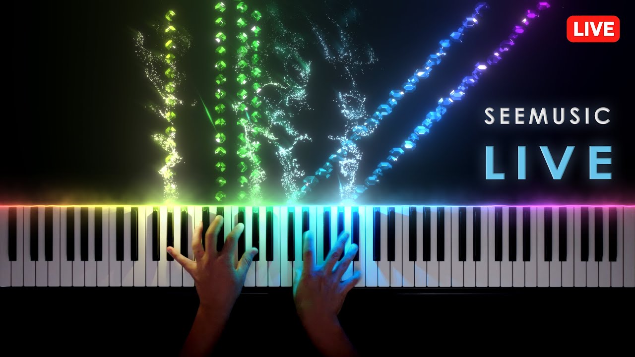 Thumbnail for the official SeeMusic livestream featuring Debussy and Beethoven with real-time piano visualization, including the Waldstein Sonata