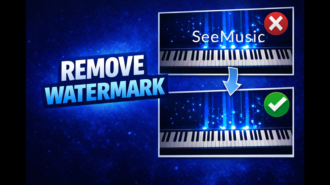 Official SeeMusic tutorial video thumbnail for removing the watermark and exporting clean music visualization videos